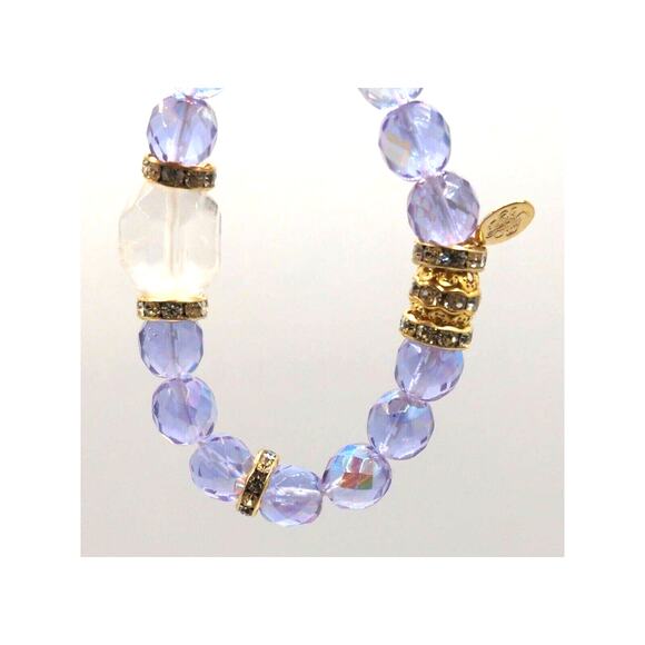 Kirks Folly Lilac Crystals With Clear Quartz & Rhinestones Bracelet~New - Picture 8 of 10